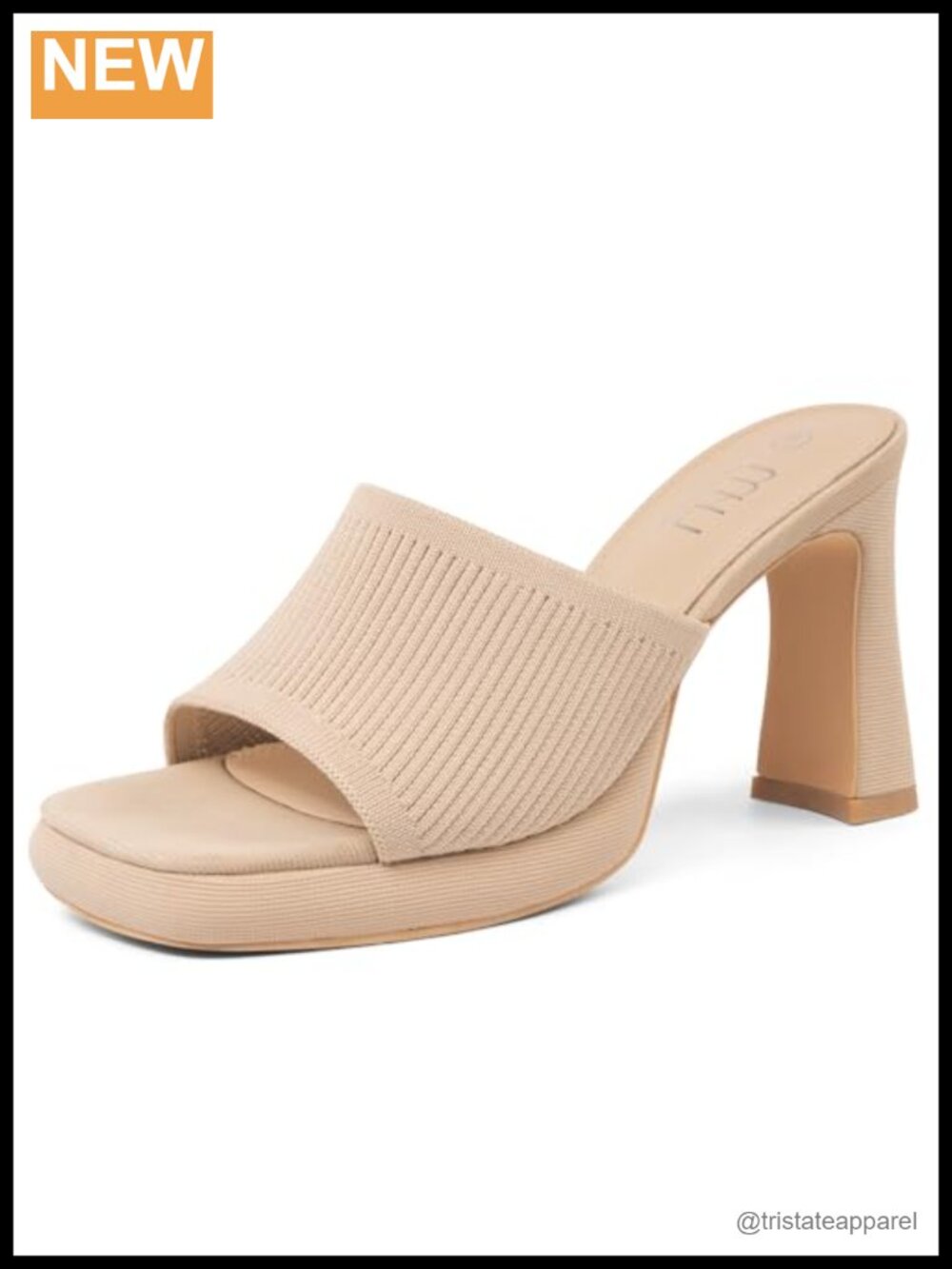 Square Toe Chunky Heel Platform Sandals Faux Leather